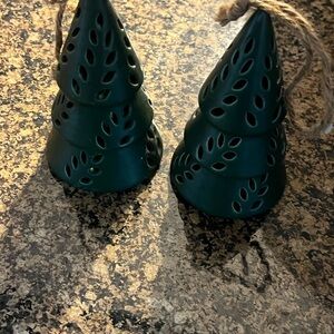 Green Tree Ceramic Battery Operated Decorative Ornaments